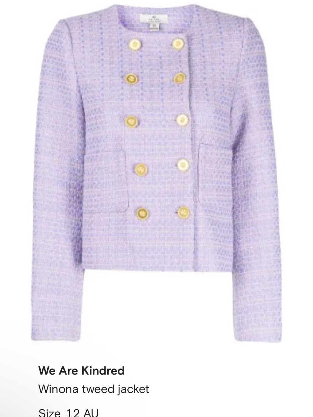 We are Kindred Winona Lavender Tweed Jacket